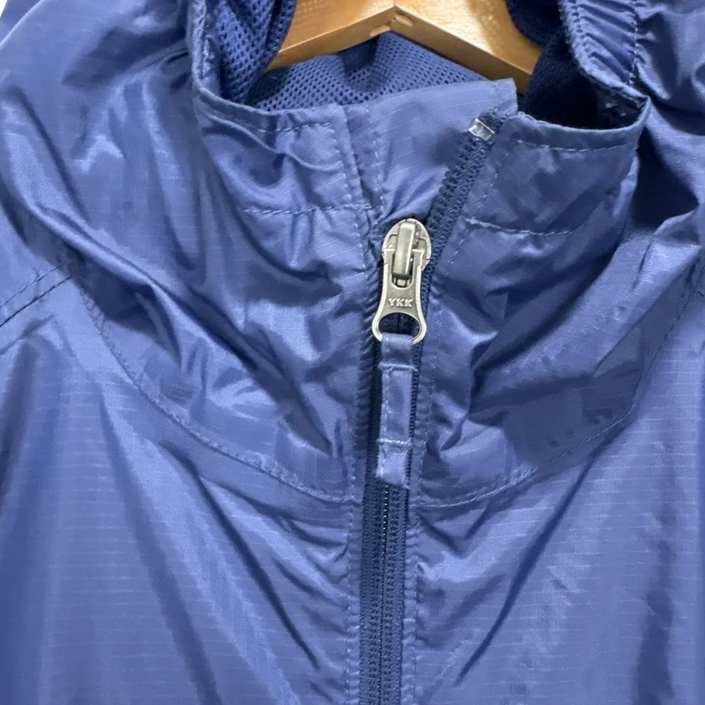 L.L. Bean Windbreaker Hoodie Men's M Reg Blue Full Zip Stowaway Jacket‎ Pockets - Picture 7 of 10